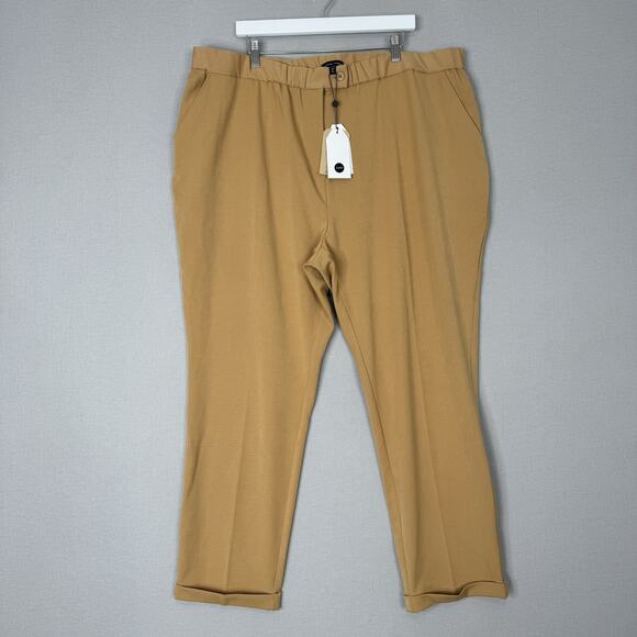 Universal Standard Womens Pants L Ice Coffee Tan Cuffed Cigarette Twill Career - Picture 1 of 16